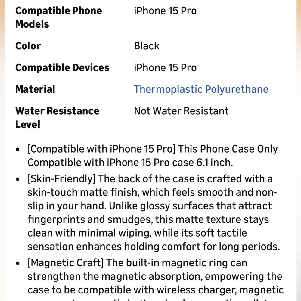 Black iPhone 15 pro Case with MagSafe and screen protector